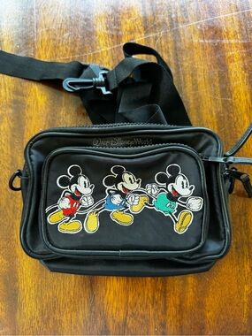 Disney Black Mickey Mouse Trio Crossbody Bag Fanny Pack